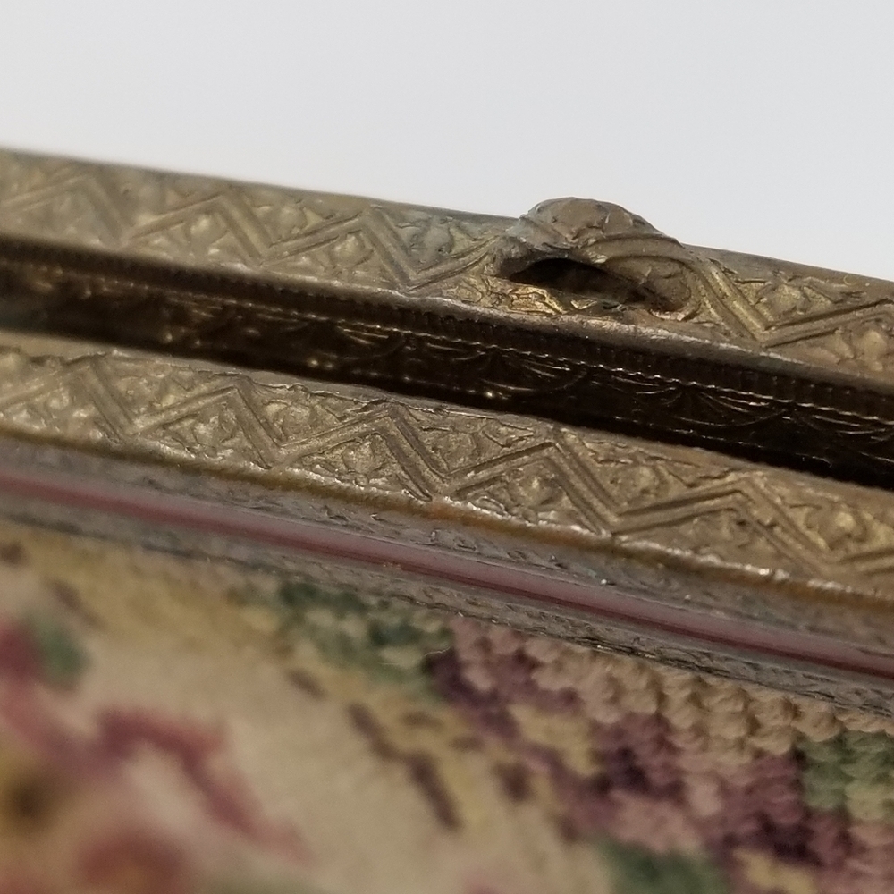 Purse Evening Bag Floral Antique Vintage Jeweled Kiss Lock Petite Point Grandma - Picture 8 of 15